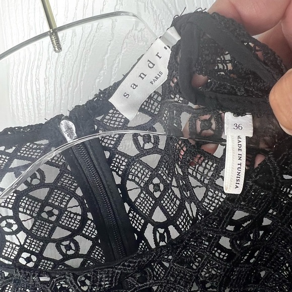 SANDRO Paris Royal Lions Gouet Embriodered Lace Mini Dress - Picture 7 of 14